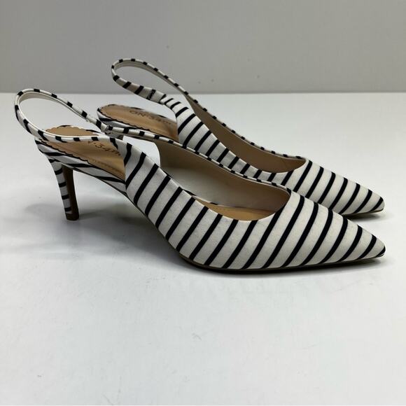 On 34th Monikaa Stripe Slingback Pump heels navy blue white - 8 - Picture 6 of 13